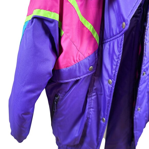 Alpine Technical Skiwear 2-Piece Retro Snowsuit – Purple Neon Colorblock - Picture 6 of 16